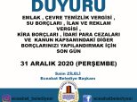 Belediyemize Ait Borçların Yapılandırılması İçin Son Gün 31 ARALIK 2020